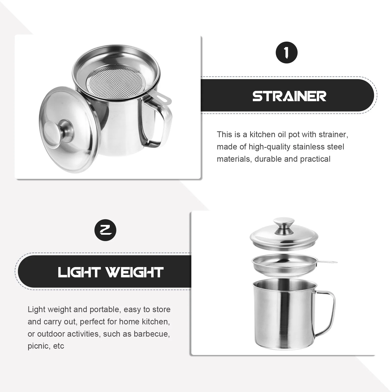

Stainless Steel Oil Pot High Quality Oil Storage Bottle Kitchen Condiment Container for Home Restaurant