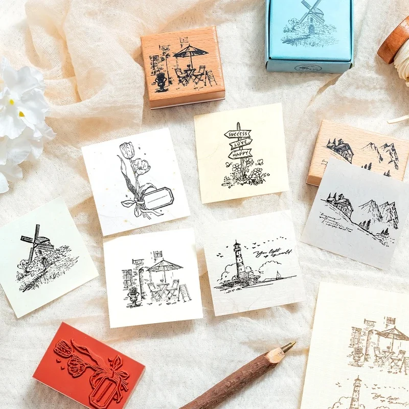 Vintage Wooden Rubber Stamps, - đánh giá và giá Scrapbooking