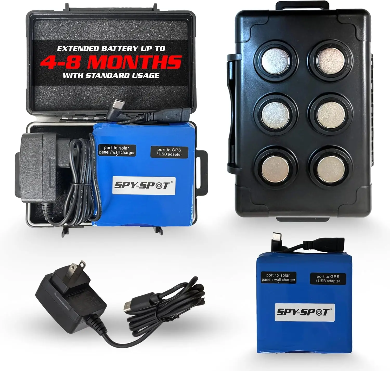 

Extended Battery for GPS Trackers, 10000mAh Rechargeable with Magnetic Weather-Resistant Case and Wall Charger