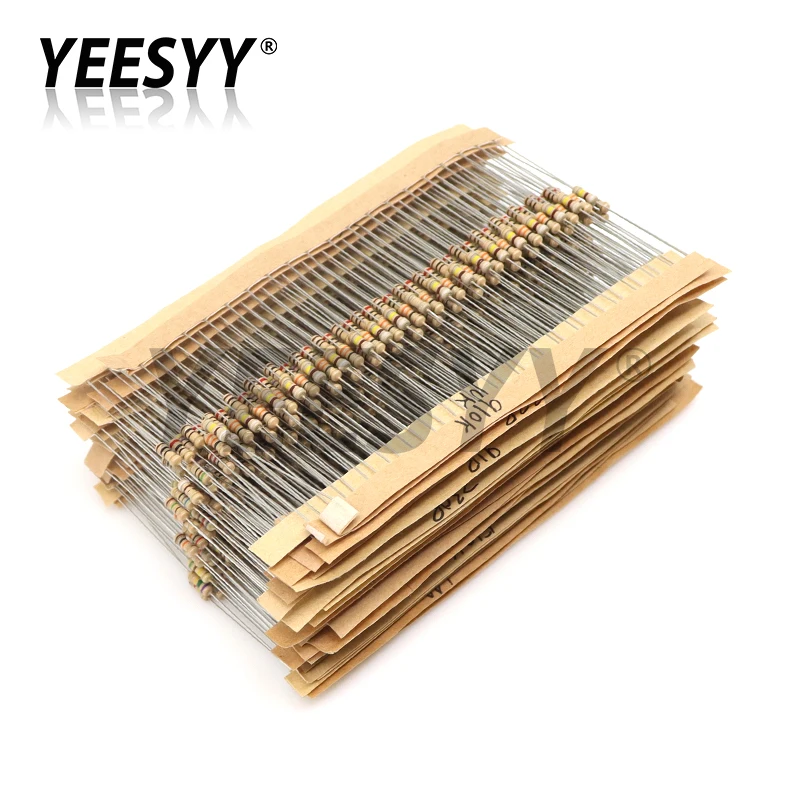 860pcs 1/4W Carbon Film Resistor Kit 5% Resistance Assorted Set 43valuesX20pcs 1R - 1M Ohm 0.25W Sample Pack