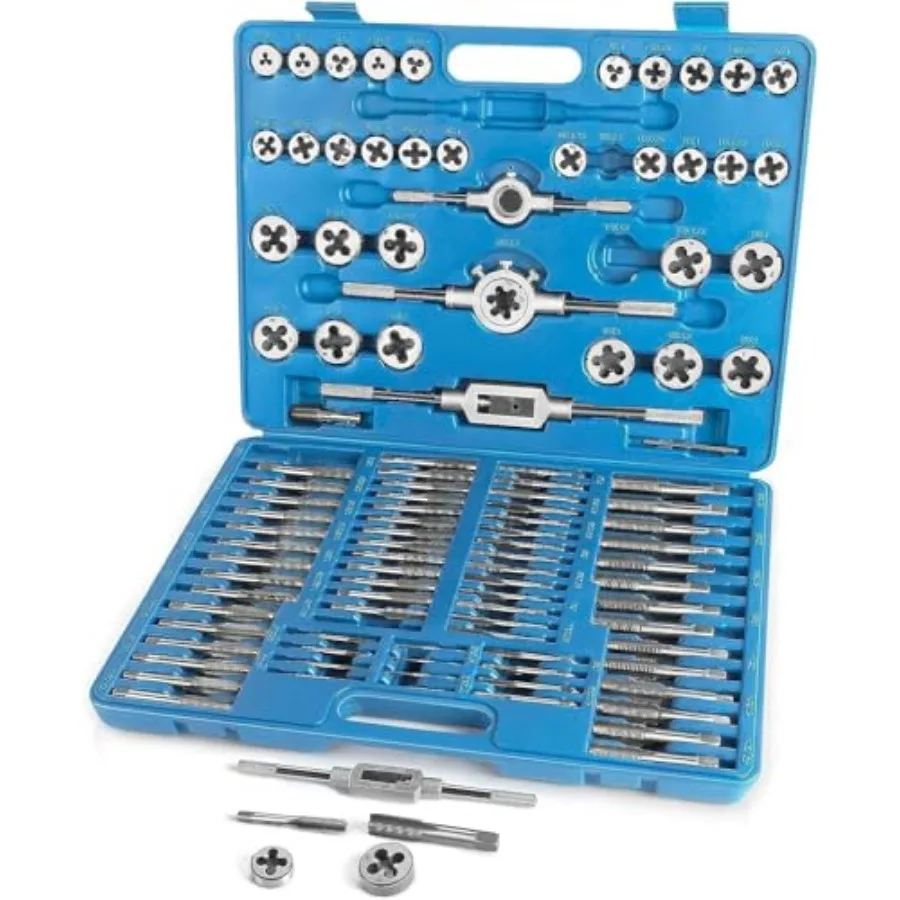 

FAHKNS Metric Tap and Die Set 110 PCS M2-M18 Rethreading Kit for Making Screw Threads for Cutting External and Internal Thread