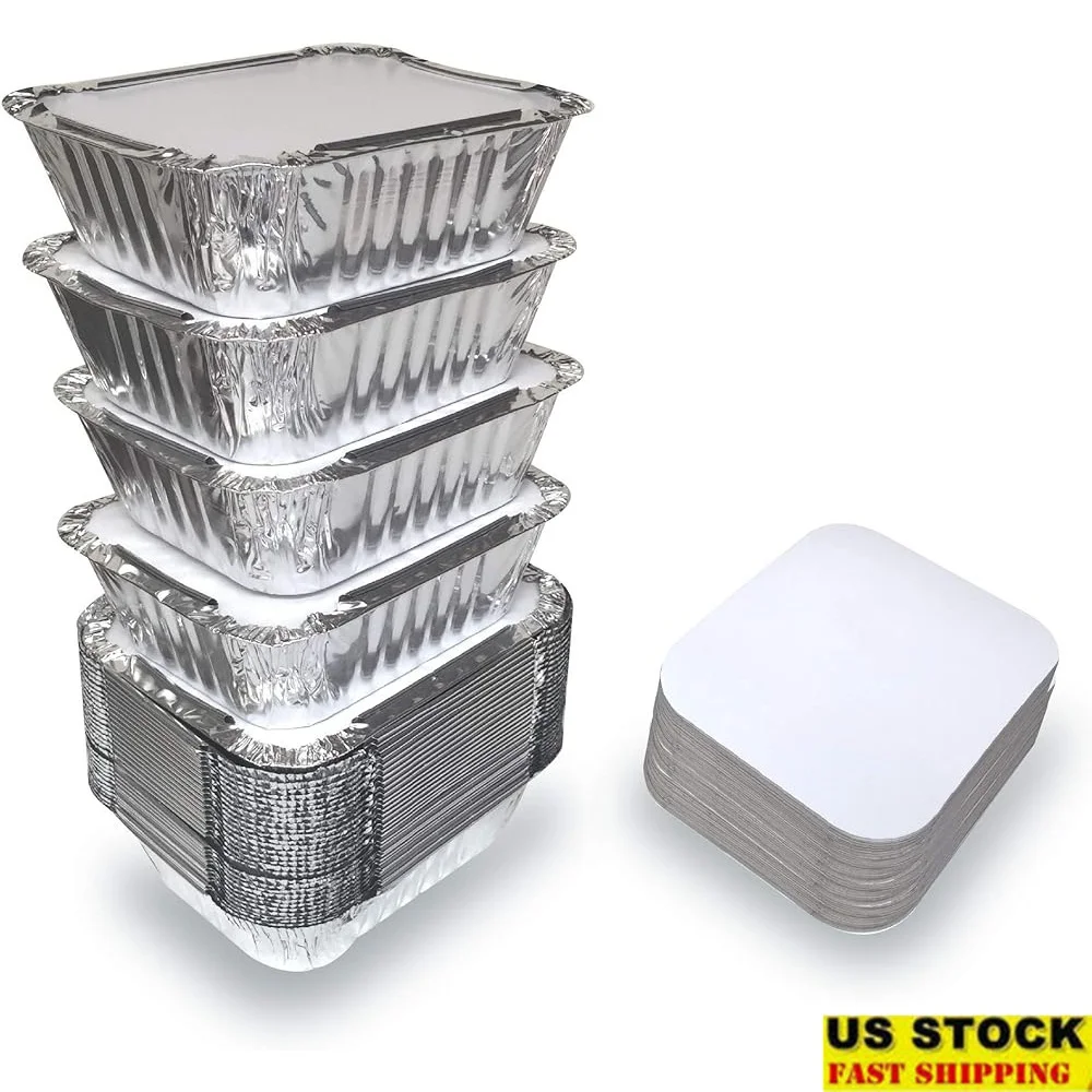 

55 Pack Small Foil Pans with Lids Disposable Aluminum Containers Takeout Meal Prep Storage Catering Baking Freezer Safe