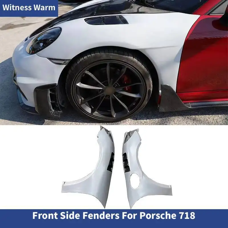 Kotflügel Kohlefaser FRP Unlackiert Auto Auto Frontstoßstange Seite Kotflügel GT4 RS Stil Für Porsche 718 Boxster Cayman Body Kit