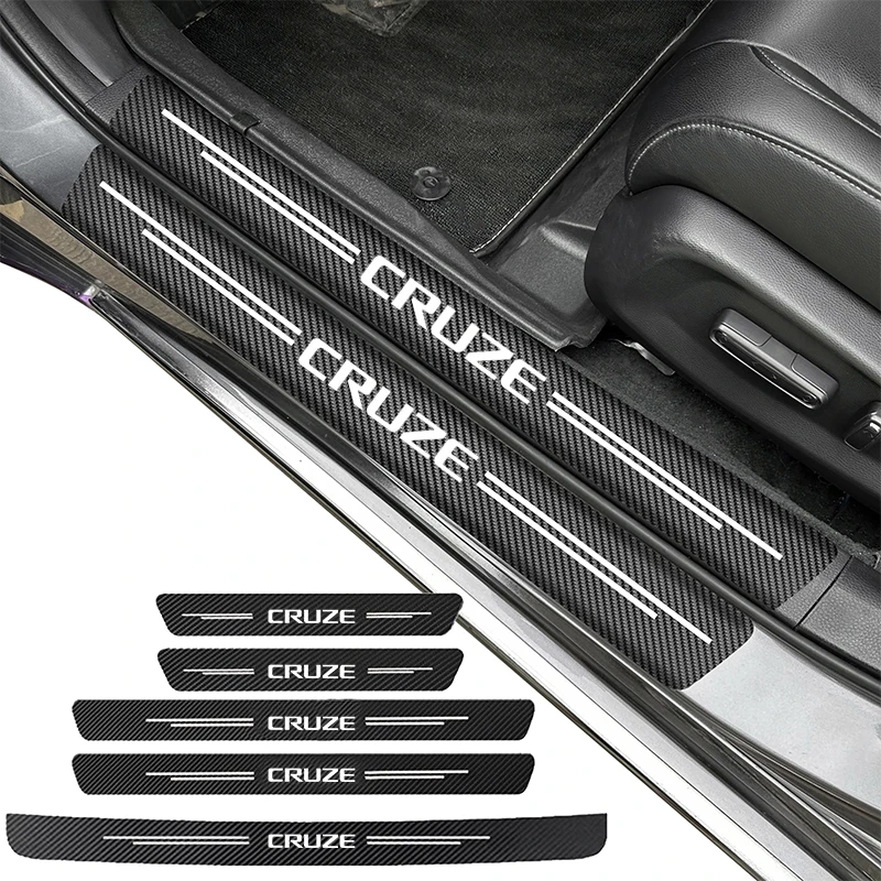 

Carbon Fiber Car Door Threshold Sill Protector Trunk Stickers For Chevrolet Cruze Logo Car Accessories