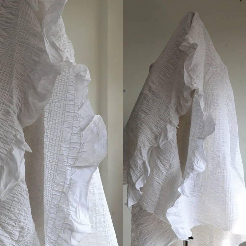 

Белая мягкая хлопковая плиссированная ткань для платьев, одежды, рубашек, фонов для фотосъемки, рукоделия, продается на метры, материал для шитья