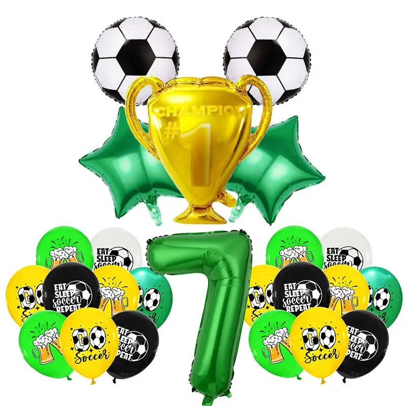 Soccer Football Birthday Party Decoration Kids Soccer Sports Theme Tableware Cup Plate Banner Balloon Supplies Set For Boy Favor