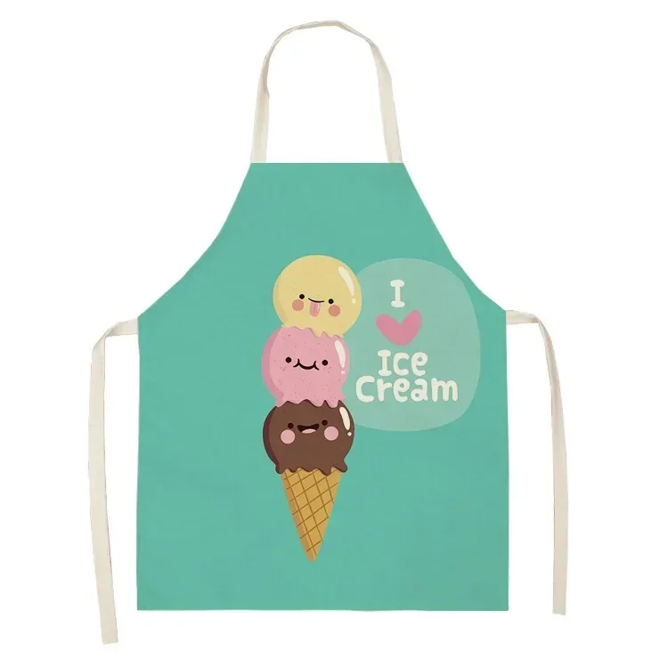 Ice Cream Donut Pattern Kitchen Apron Home Kitchen Cooking Cooking Linen Stain Resistant Chef Sleeveless Apron