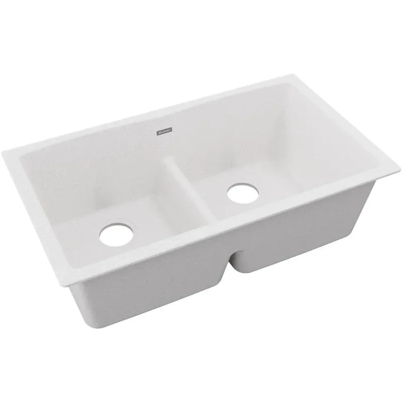 Elkay Quartz Classic ELGDULB3322WH0 White Equal Double Bowl Undermount Sink