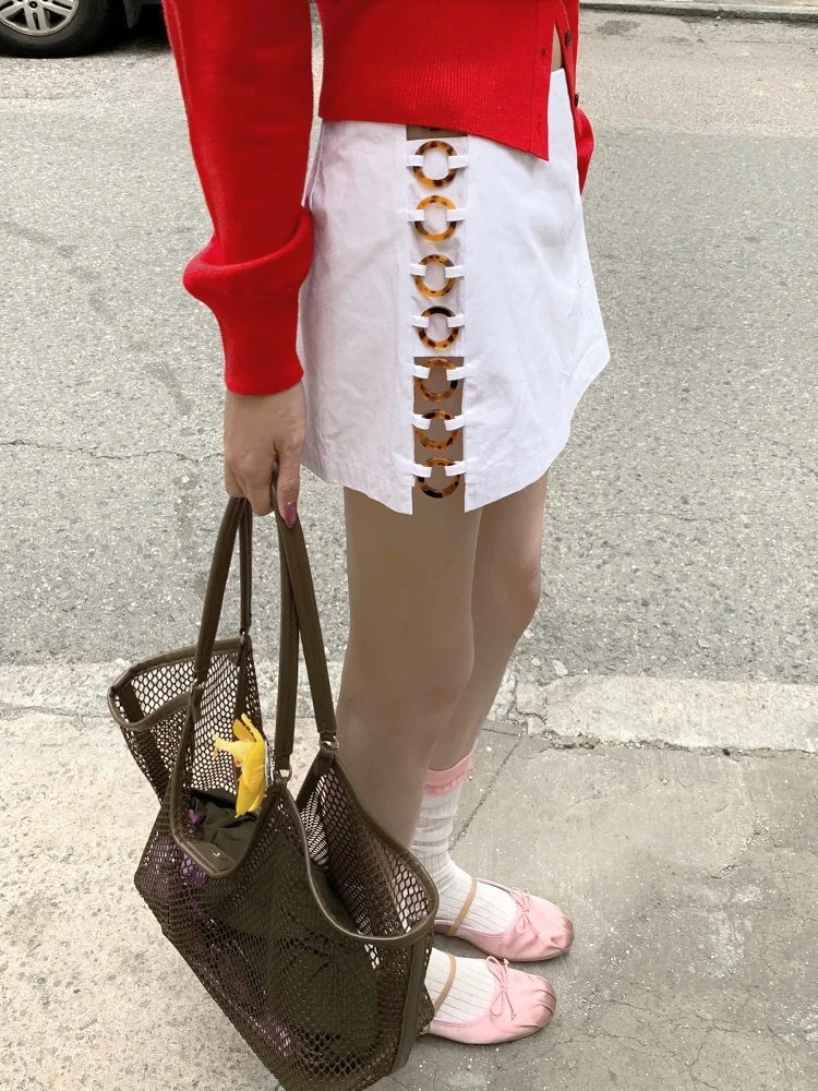 

Юбка А-силуэта с завышенной талией и узором «Торролл» из смесового хлопка для молодых женщин, для повседневной носки