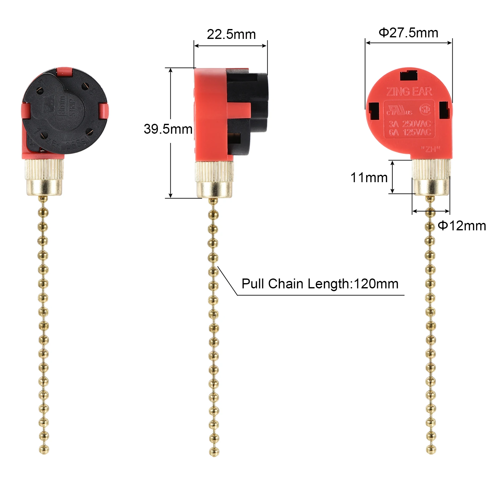 1/2 ชุดเพดานพัดลมสวิทช์ ZE-268S1 ควบคุมดึงสวิทช์โซ่ 3 ความเร็ว 4 สายเปลี่ยน string สําหรับโคมไฟตู้