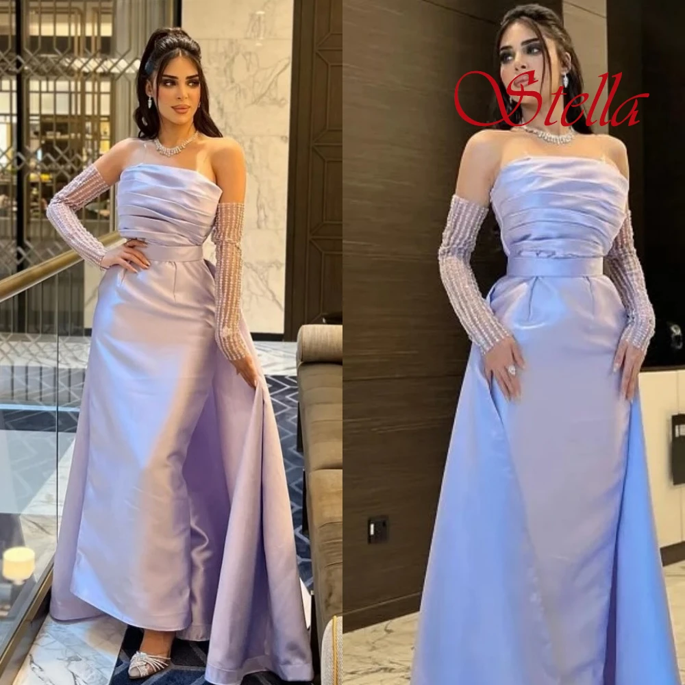 Robe de soirée personnalisée en Satin, sans bretelles, manches détachables, de haute qualité, robes de bal de tempérament, robes de soirée de mariée