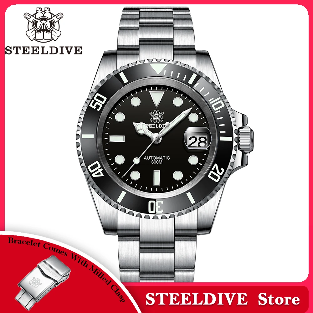 Sd1953 steeldive marca 2022 relógio de pulso mecânico masculino 41mm aço inoxidável relógio masculino nh35 vidro safira relógios masculinos