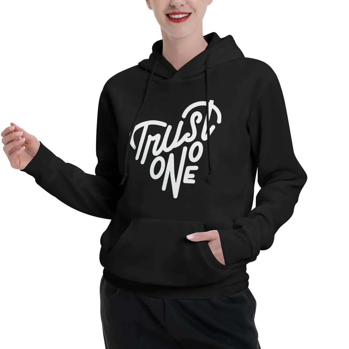 TRUST NO ONE Essential For Sale Couples Plus Velvet Hooded Sweater Cute Top quality Leisure Beautiful With hood pullover