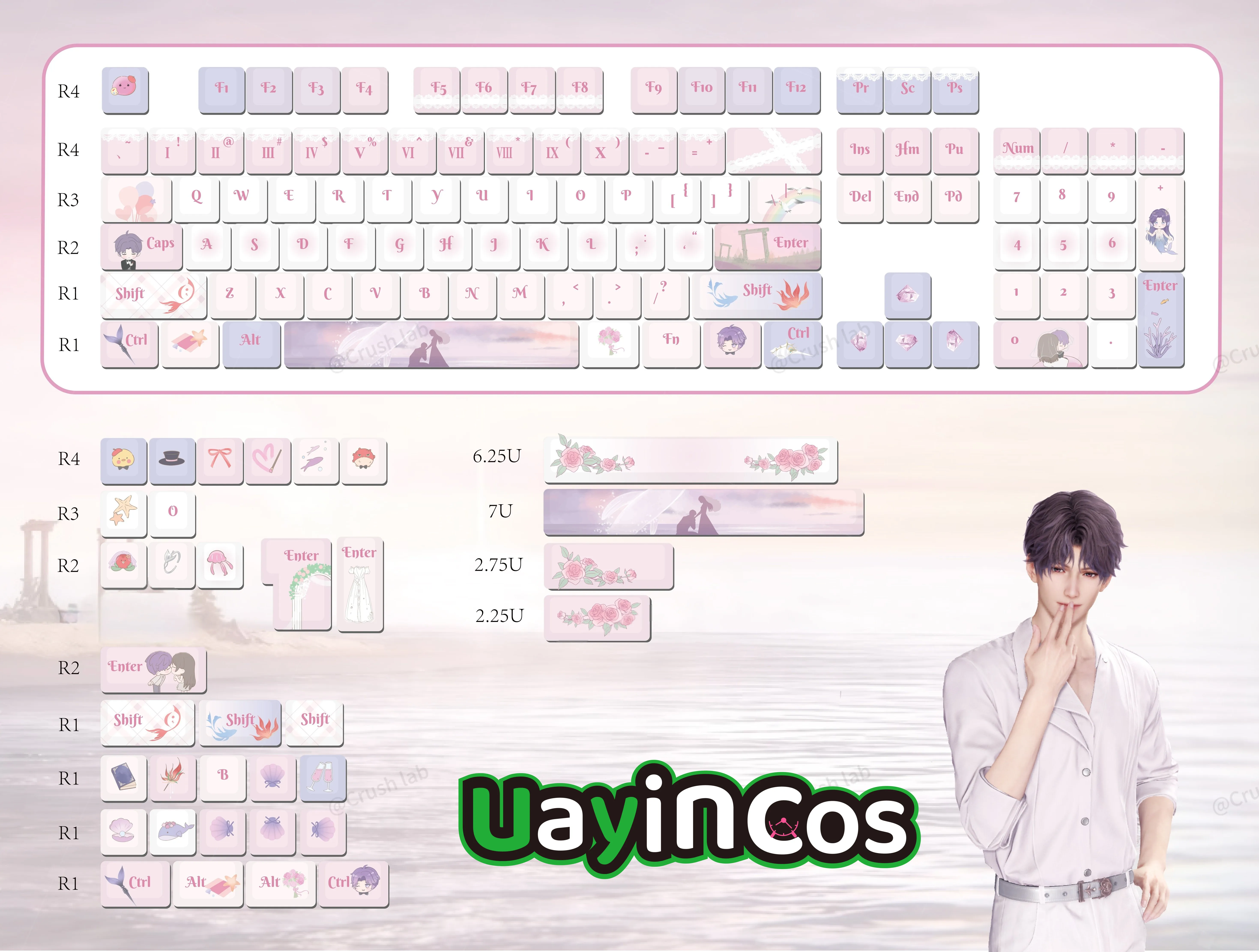 

In Stock keyboard Keycap Love and Deepspace Rafayel Mechanical keycap keyboar Doll Accessories Anime Game Toy Kids Gifts Cospl