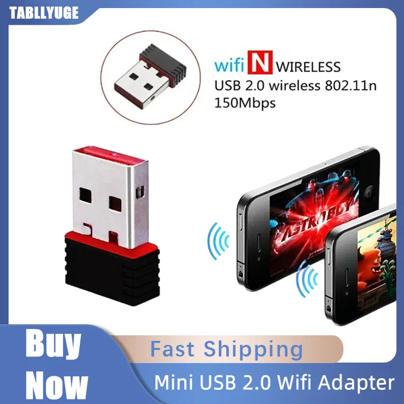 

Mini USB 2.0 RTL8188 Wifi Adapter 150Mbps USB Wireless Network Card 2.4G Antenna External Wi-Fi Receiver for PC Laptop Desktop