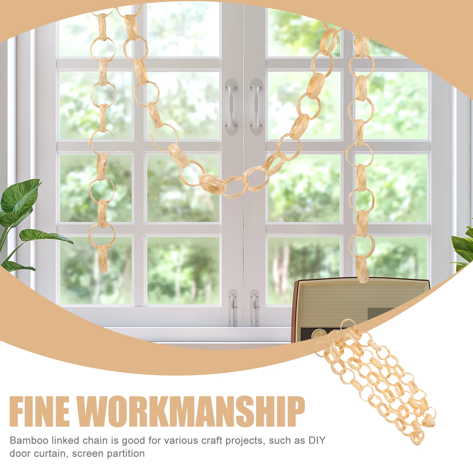 

Unfinished Door Curtain Hanging Decor Home Party Screen Partition Fringe Linked Diy Bamboo Linked Chain For Wall Window