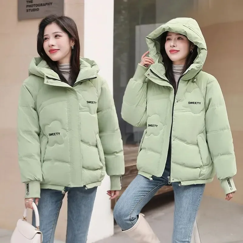 2024 New Winter Down Cotton Coat Womens Warm Hooded Padded Jacket Casual  Cotton Parkas Coat Women\'s Bread Jacket Winter Outwear