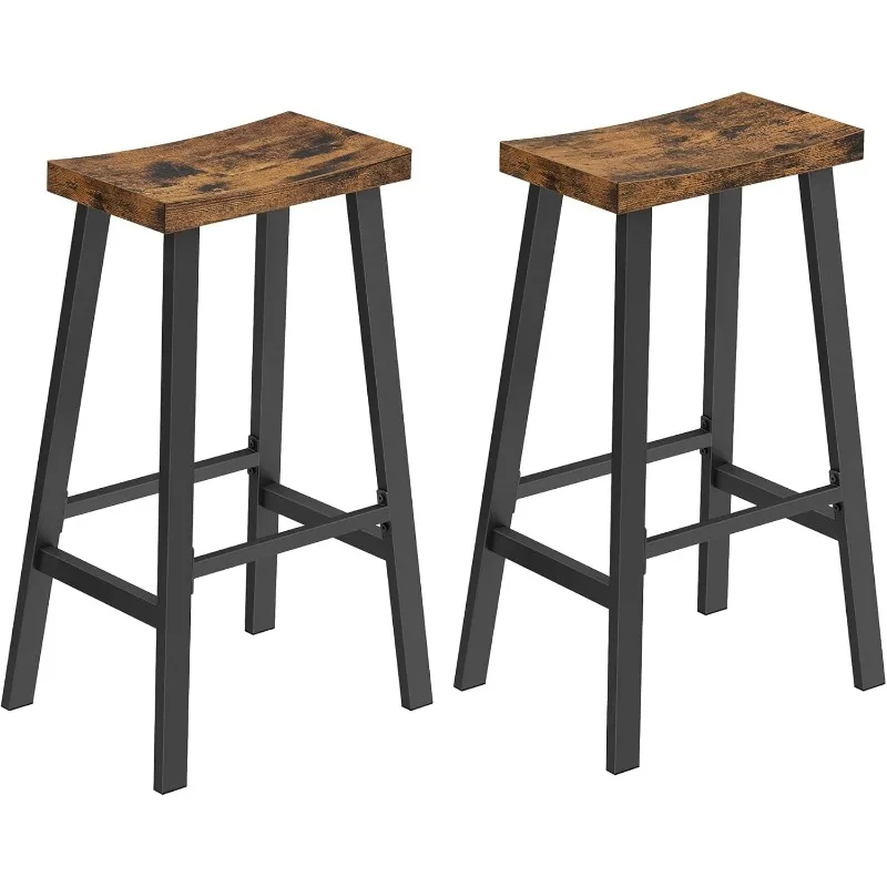 

Bar Stools Set of 2, Counter Height Stools, Bar Chairs with Footrest, 29.1 Inches Tall Kitchen Breakfast Stools, Industrial