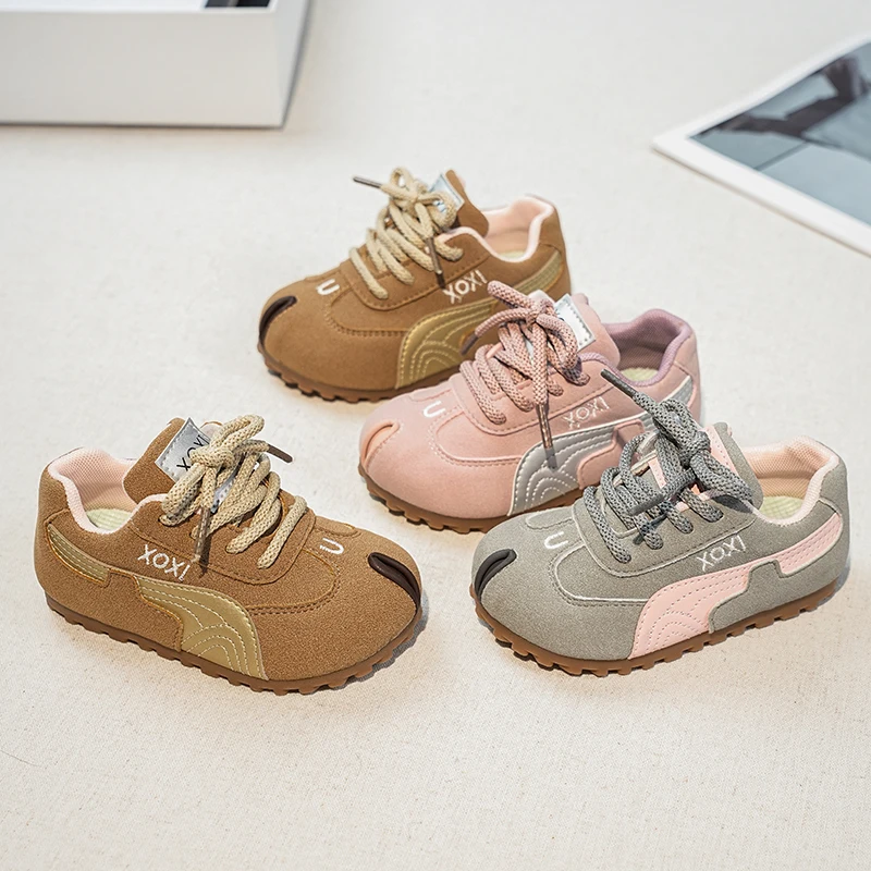 

PU Leather Sneakers For Children KPOP Spring Trend Fashion Children's Tennis Shoes Anti-slippery Sport Shoes For Kids