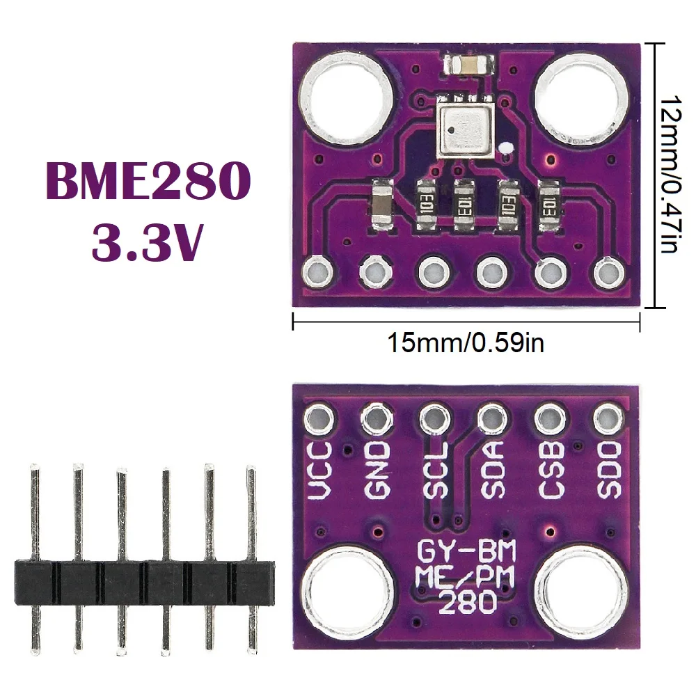 GY-BME280 디지털 센서 온도 기압 공기 고정밀 기압 모듈, Arduin용 I2C SPI, 3.3V, 5V, BMP280