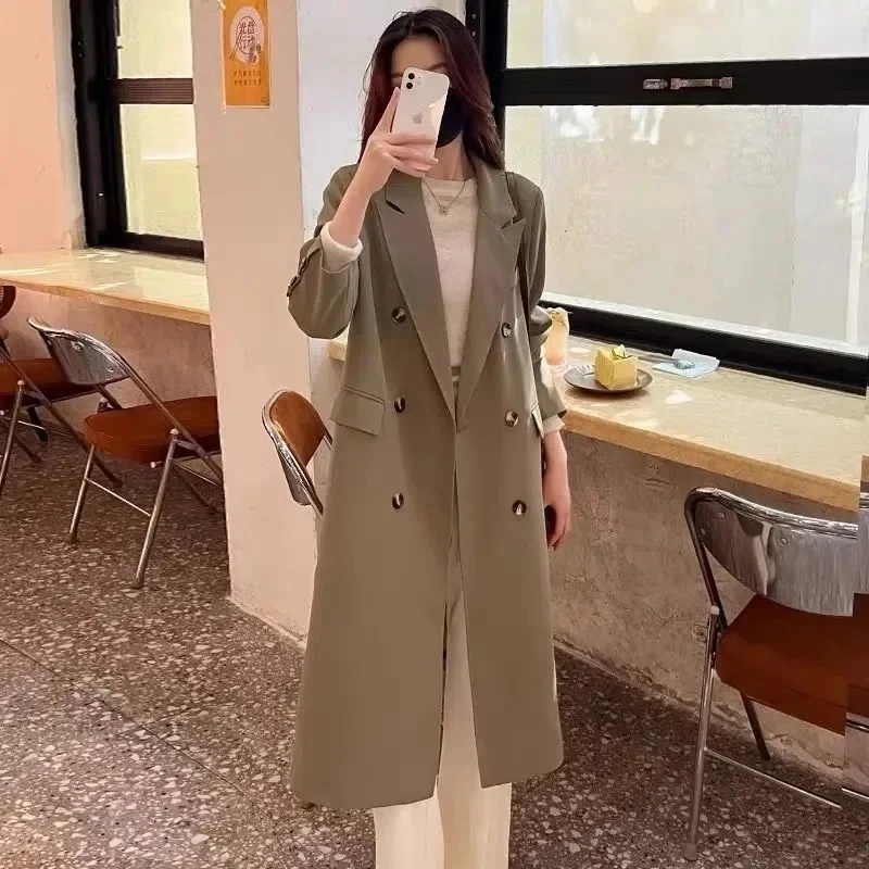 

Women's Suit Collar, Women's Mid Length Trench Coat, 2024 Autumn/winter New Casual Korean Jacket, Autumn Outerwear Long Jacket