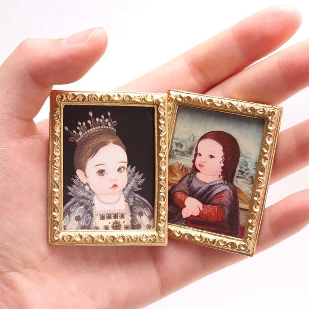 1:12 Dollhouse Miniature Mural Dollhouse Vintage Painting Photos Dollhouse Miniature Oil Painting Mini Resin