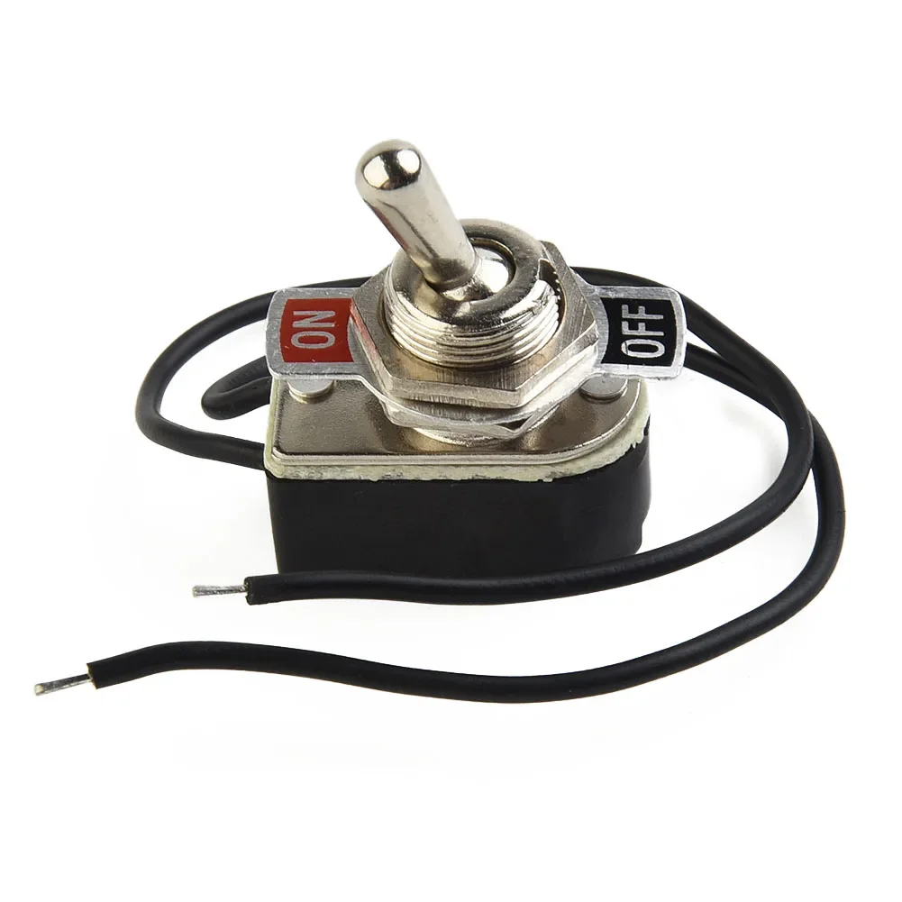 SPST 6A Toggle Switch Rocker SPST Contacts Switch Toggle With Wire Switch 12mm Cutout 1PCS 6A/125V Black+Silver