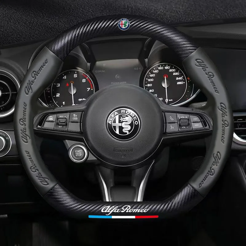 Funda de cuero Napa para volante de coche, accesorios para coche Alfa Romeo STELVIO Giulia 159 Giulietta 147 Mito 156 MTO Sportiva