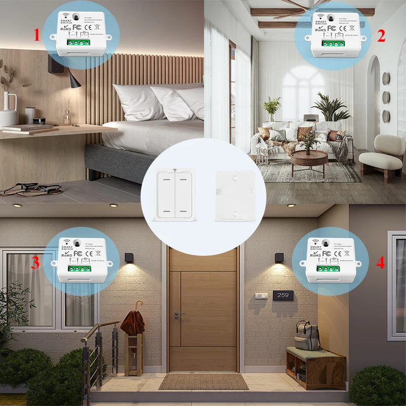 RF433MHz AC220V Wireless Light Switch,Mini Size Module,Wireless Magnetic Panel Switch,Push Button Switch for Home DevelopMent