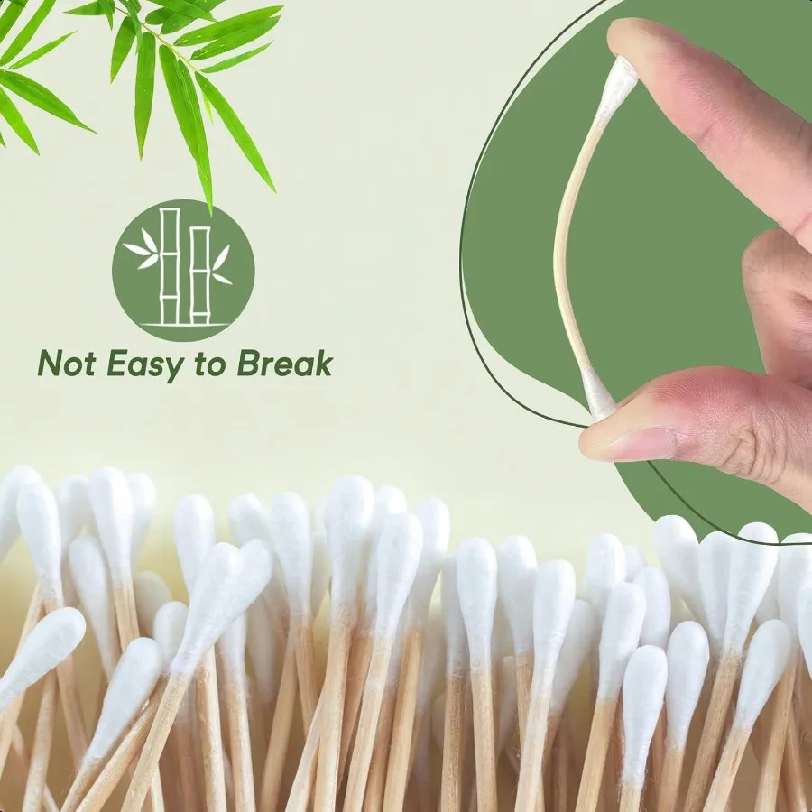 1000 Count Bamboo Cotton Swabs EcoFriendly Cotton Buds with Wooden Sticks for Home Cleaning Personal Ear Cleaning Makeup Applic