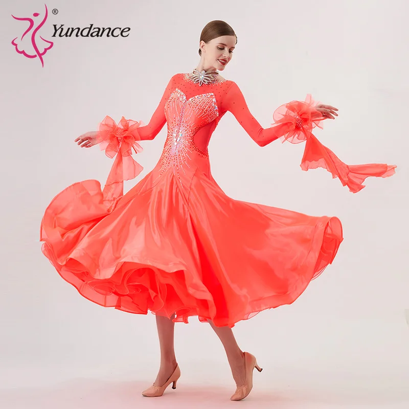 B-22182 New Women Modern Dance Rhinestone Color Diversity Dress Ballroom National Standard Waltz Competition Performance