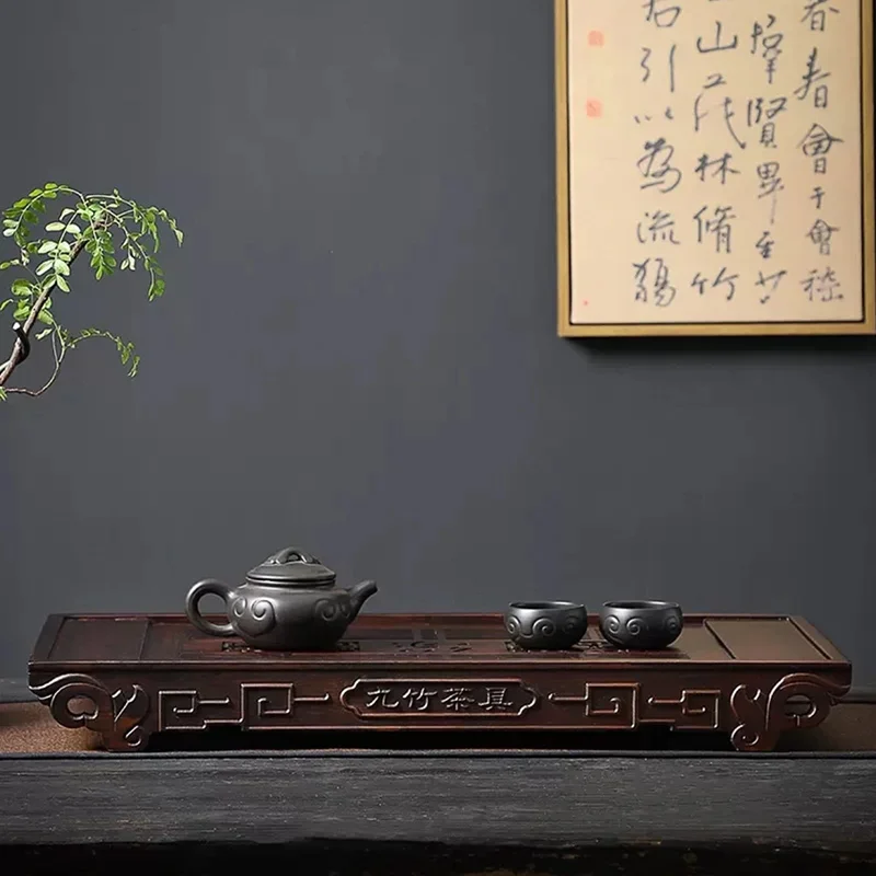 Home New Chinese Bamboo Tray Small Simple Water Storage Kung Fu Tea Set Light Luxury Drainage Tea Sea