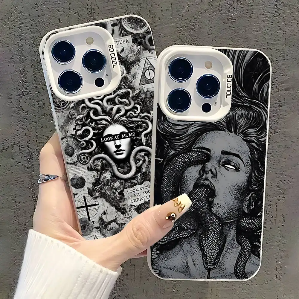 

Medusa Greek Mythology Look At Me iPhone Case 17,16,15,14,13,12,11,Pro,XS,Max,Plus,Mini,SE White Candy Matte Shockproof Cover