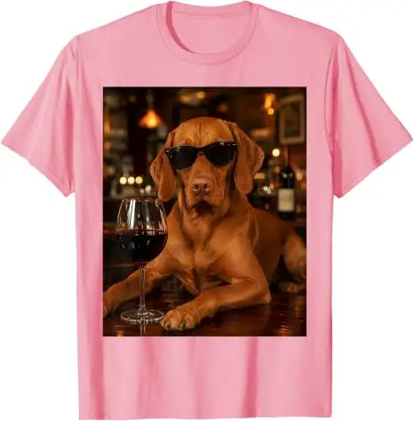Vizsla trinkt Wein Sonnenbrille Lustiges Hunde-Meme T-Shirt Y2k Bar-Kunst Vizsla trinkt Wein Hund Grafik Ästhetische Kleidung Grafik – Detail 8