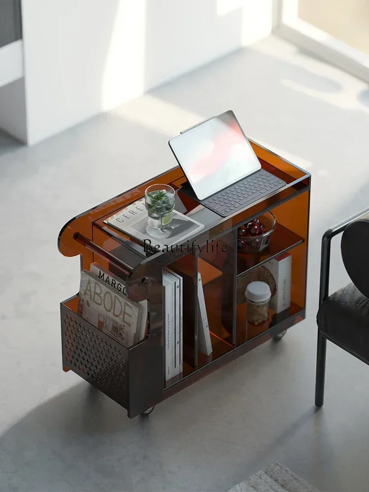 

FG17*acrylic living room sofa side table removable side cabinet trolley narrow bedside table