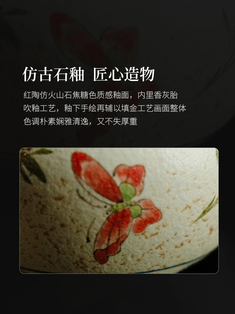 Blue and White Fire Stone Red Ceramic Teapot Tea Cup Creative Pure Hand Drawing Orchid Gift Box
