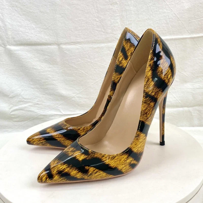 

New Leopard print classic mixed colors pointed toe women shoes 8cm 10cm 12cm high heels party dating stiletto women pumps QP202