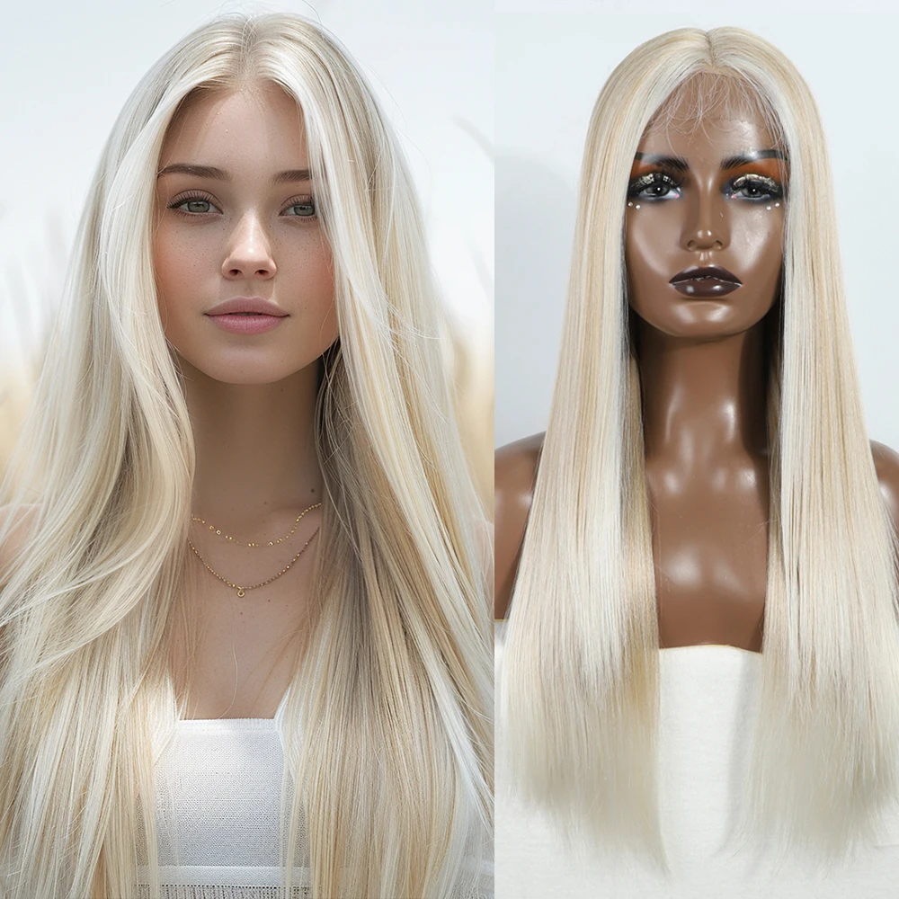 Synthetic Lace Front Wigs For Women Blonde White Black Color wig Long straight Wig 30inch Lace Wig Heat Resistant Cosplay Wigs