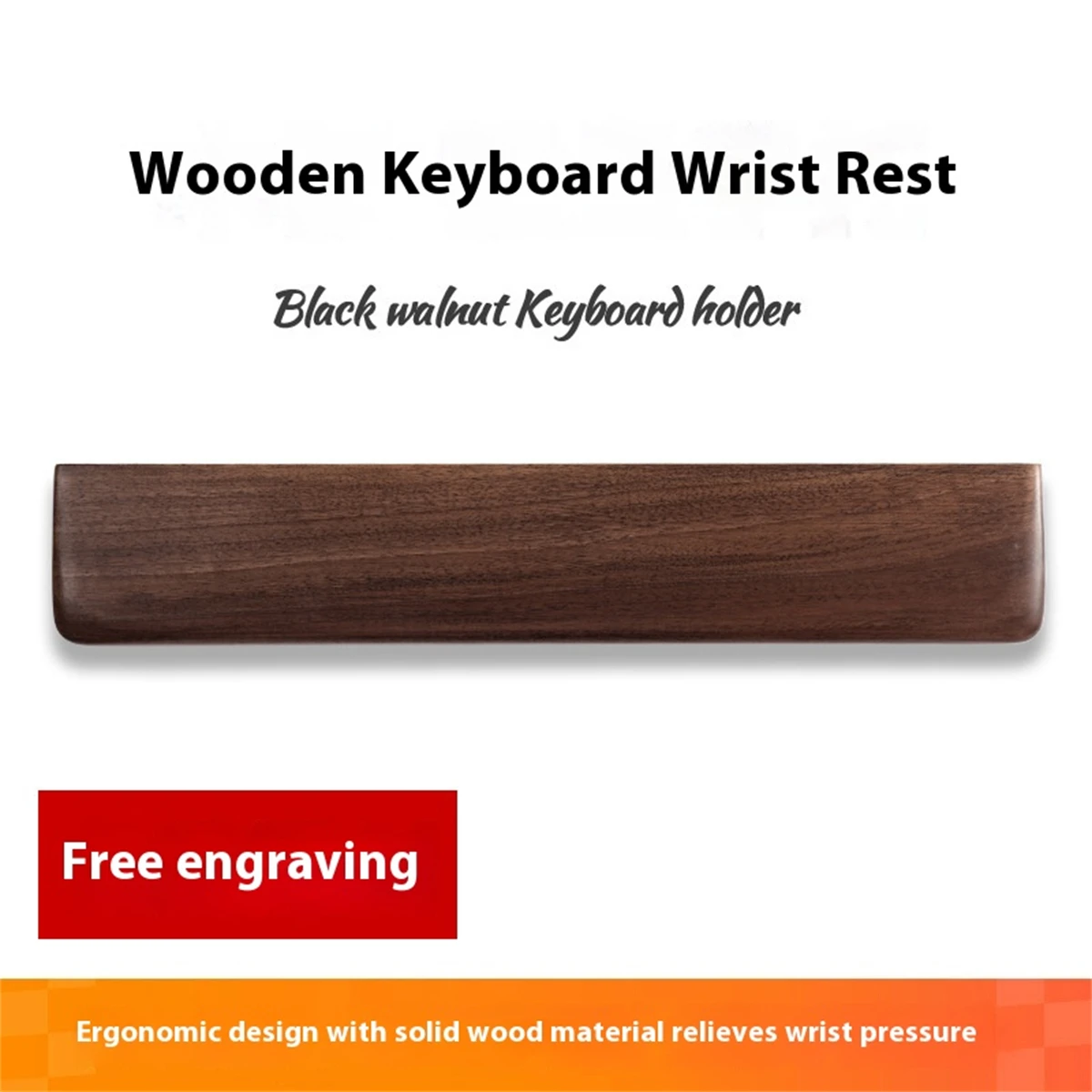 

Black Walnut Wooden Keyboard Wrist Rest | Comfort & Support | For Keyboard & Mouse