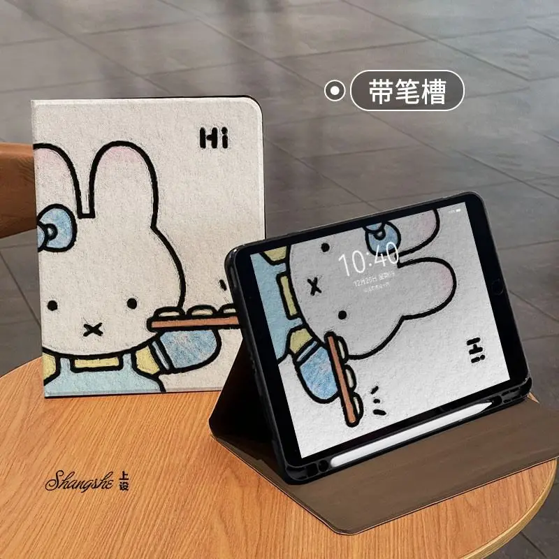 2025 New Miffy Book Style iPad Case With Pencil Slot Shockproof Flip Cover For Air5 Air6 Air7 Mini 10 9 Gen Cute Cartoon New view 5