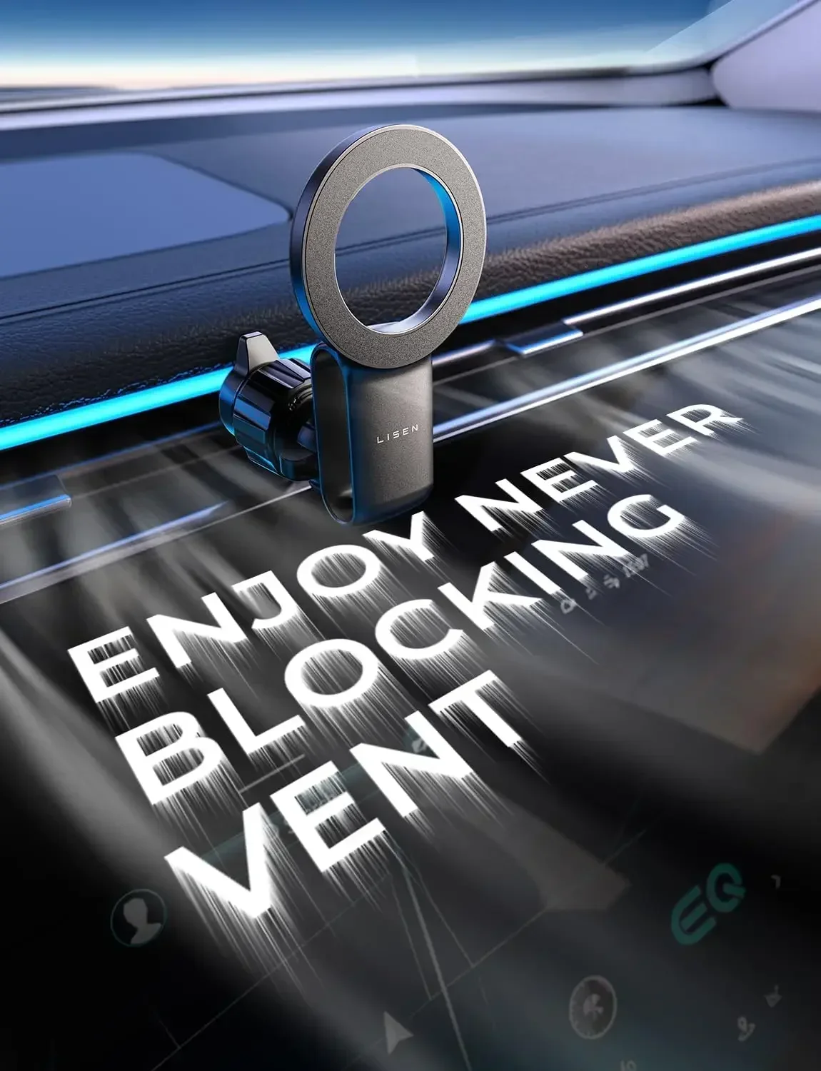 LISEN Fits MagSafe Car Mount - [30 Super Magnets] Magnetic Car Phone Mount, Automobile Car Phone Hold for All Phones