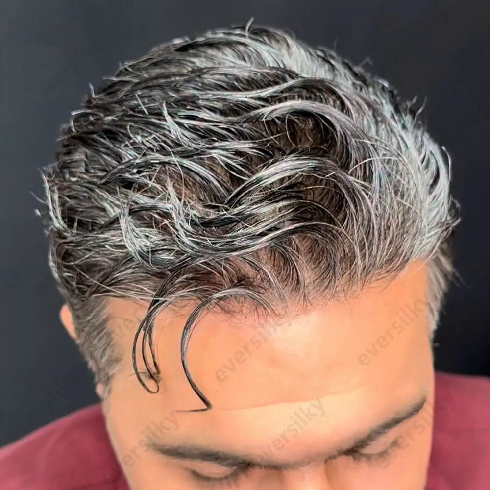 Super Natural Toupee for Men 80%Density Human Hair Wigs Undetectabla 0.02mm Ultra Thin Skin Invisiable Hairline Vloop Prosthesis