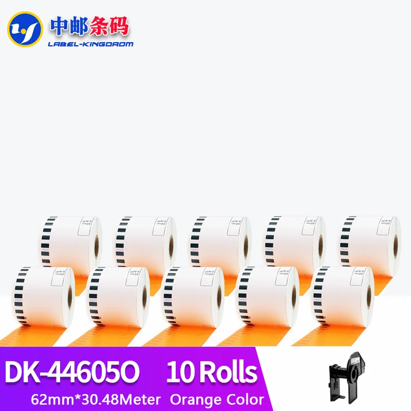 

10 Rolls Orange Color Brother Generic DK-44605 Label Continuous Compatible for QL-570/580/700/710/720NW Label Printer DK-4605