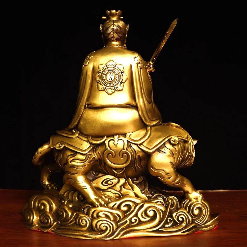 Asia home family shop Shrine FENG SHUI expel demons exorcise evil spirits ZHANG TIAN SHI Riding tiger god bronze statue