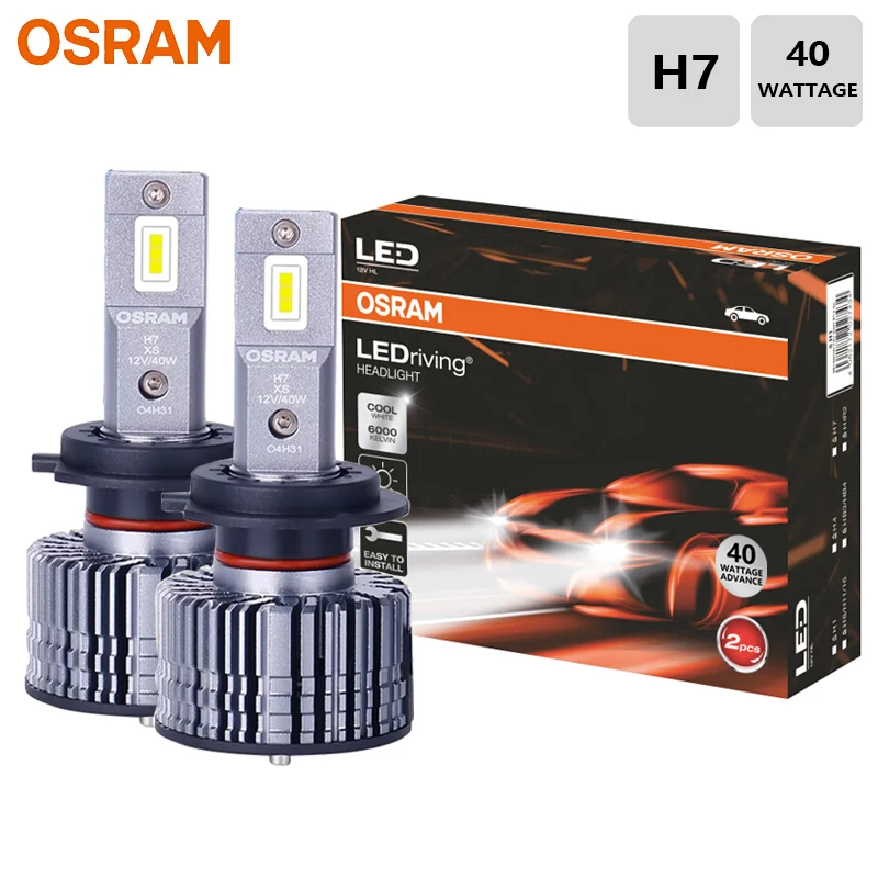 OSRAM Genuine H7 LEDriving XLZ 12V 40W LED Car Headlight Bulbs 6000K Cool White Super Bright Automotive Replacement Lamps 1 Pair