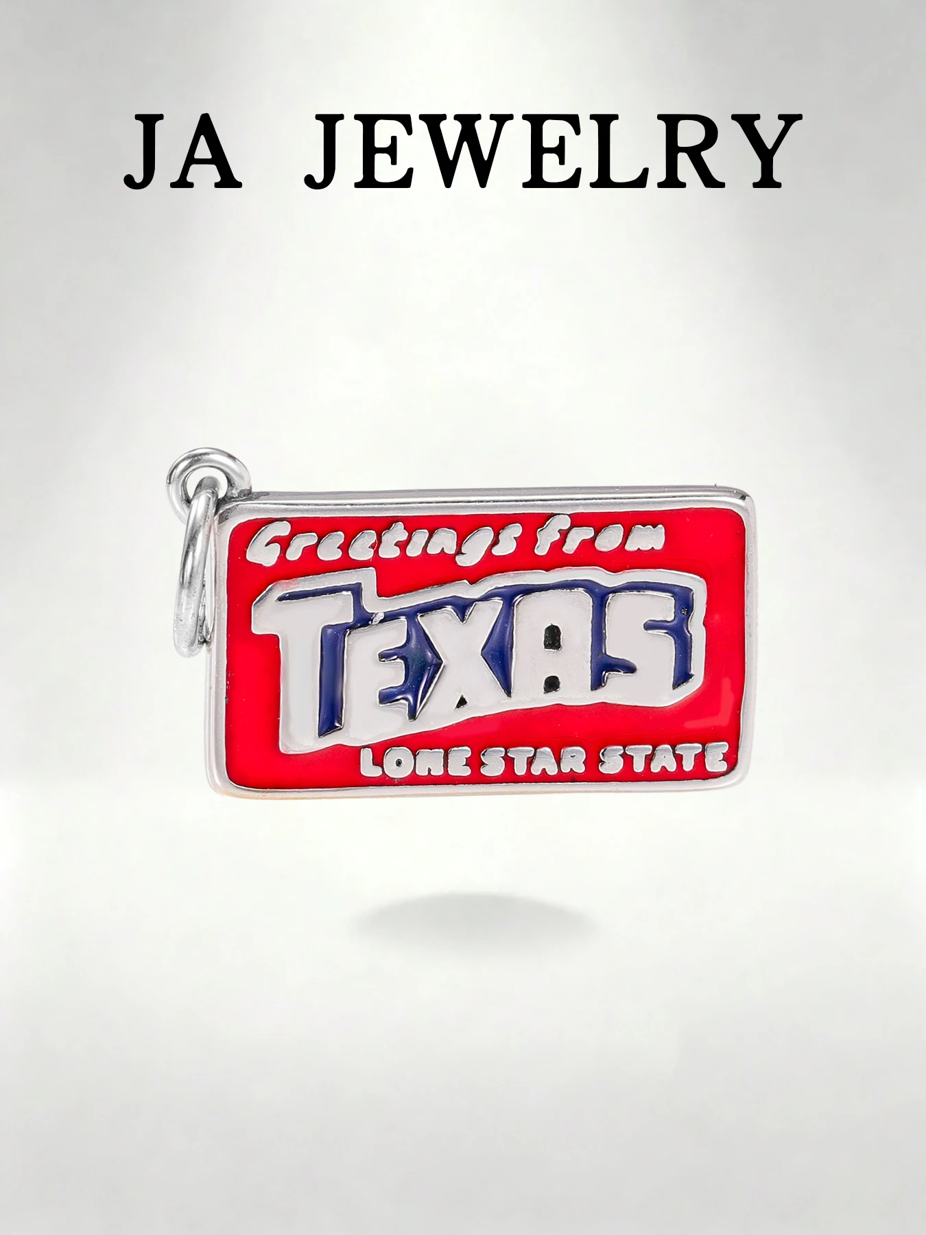 

S925 Sterling Silver Texas Postcard Charm - "Greetings from Texas" Enamel Pendant for Bracelet
