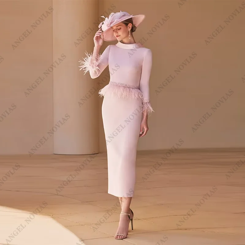 Customized Tea Length Pink Mother of the Bride Dress 2025 Wedding Guest Dresses vestido madre del novio largo y elegante