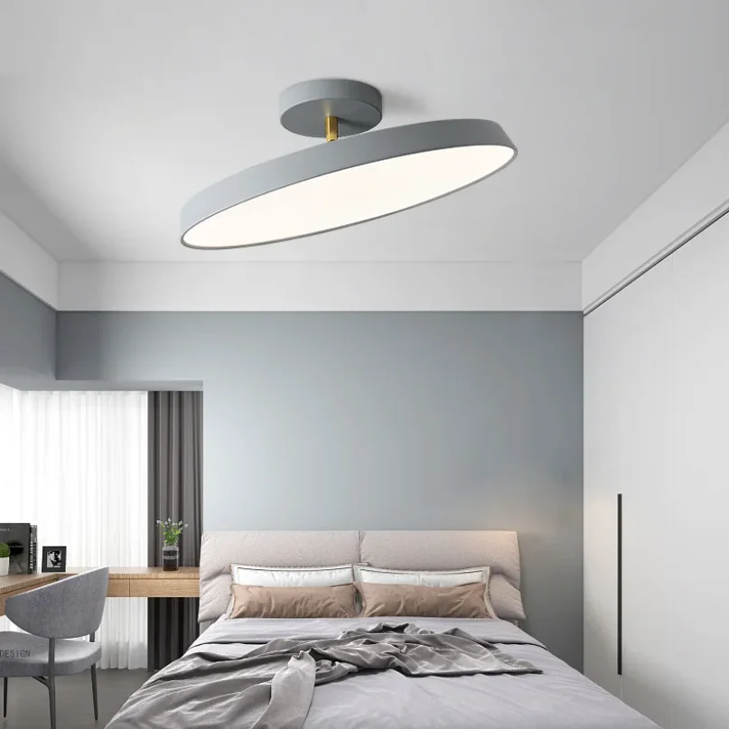 

Modern Macaron Bedroom Porch Aisle Study Simple Attic Coffee Shop Ceiling Lamp Remote Control Aluminum Alloy Ultra-thin Lighting