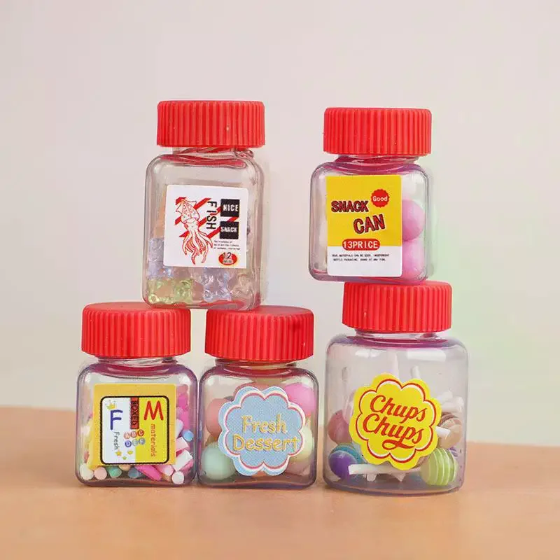 Pot de collation de Simulation pour maison de poupée 1/12, 10 pièces, pots de bonbons, bouteilles vides, modèle pour décoration de maison de poupée, jouets de jeu pour enfants, cadeau