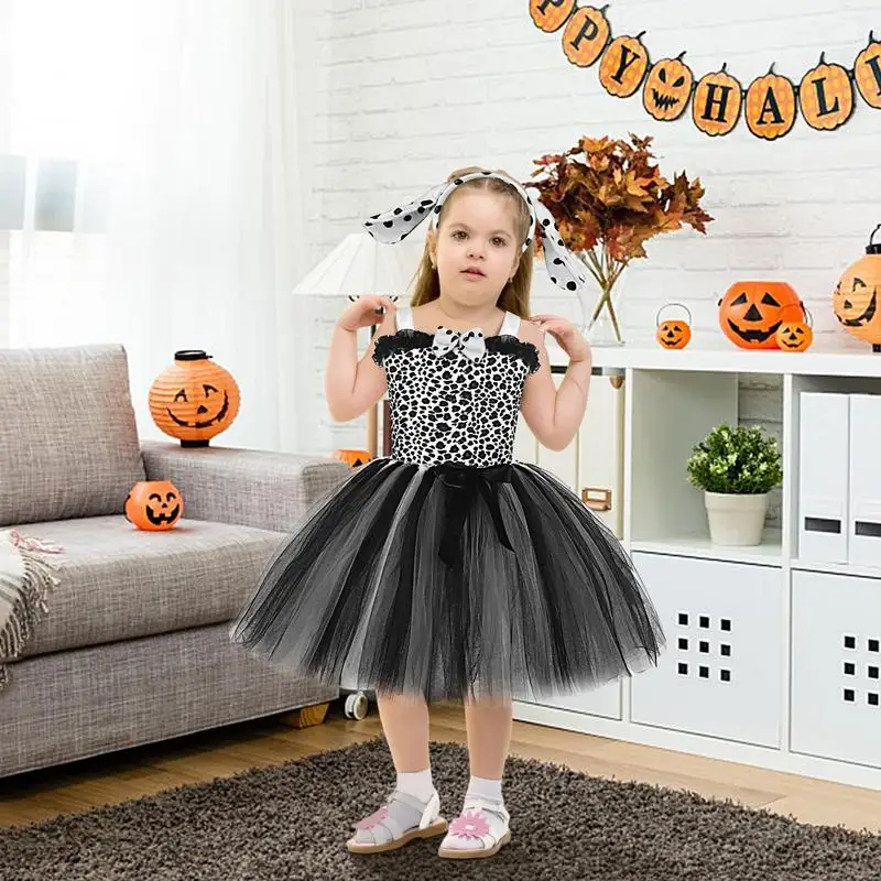 Animal Tutu Costume For Girls Jungle Party Spotted Dog Costume Animal Party Tutu Skirt With Headband Safari Theme Dress-Up Zoo